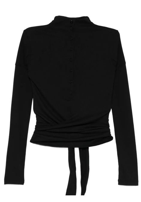 t-shirt button up wrap donna nera LOW CLASSIC | LW253TS040015
